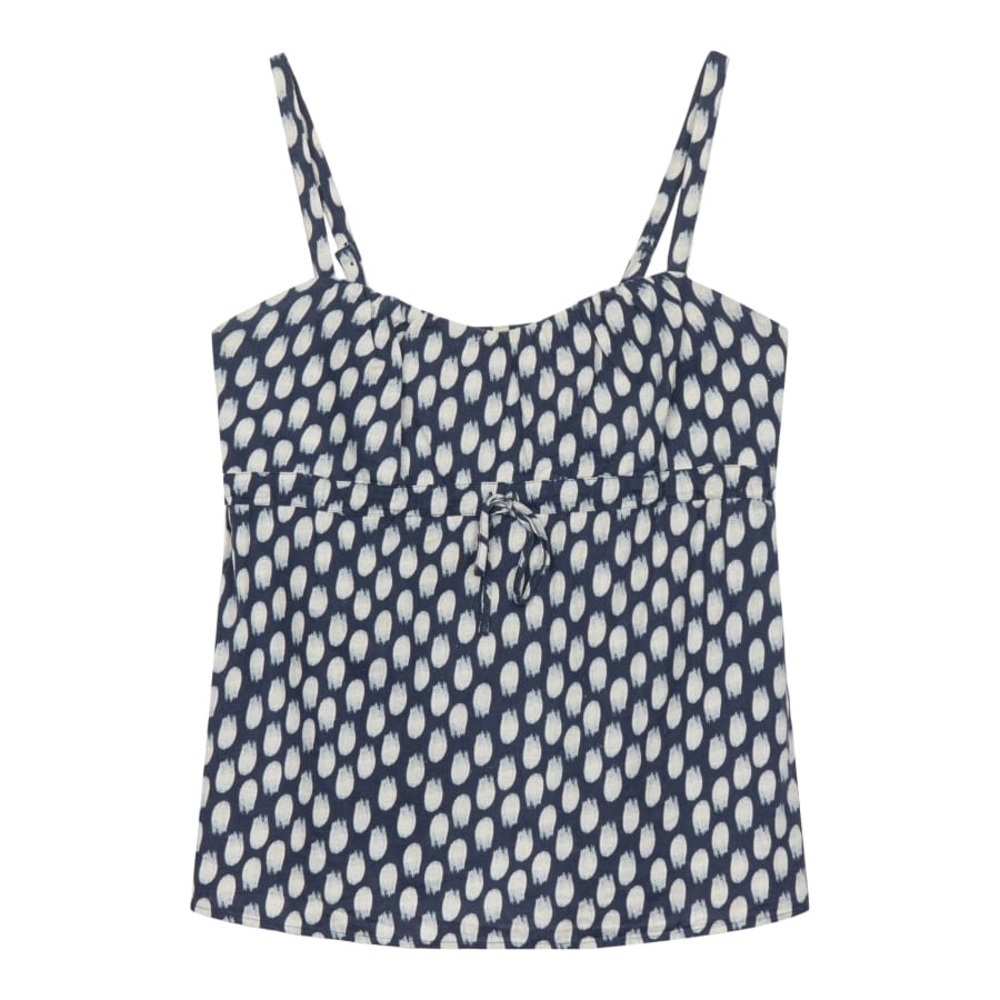 Patagonia Navy and White Printed Spaghetti Strap Tank